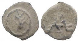 Roman PB Tessera, c. 1st century BC - 1st century AD (15mm, 2.94g, 12h). FV (retrograde). R/ Branch. Near VF