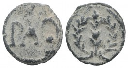 Roman PB Tessera, c. 1st century BC - 1st century AD (13mm, 1.67g, 12h). PAC. R/ Branch within wreath. Good VF