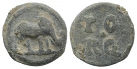 Roman PB Tessera, c. 1st century BC - 1st century AD (23.5mm, 10.92g, 12h). TO / RQ. R/ Elephant standing r. Good VF