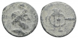 Roman PB Tessera, c. 2nd-3rd century AD (15mm, 4.22g, 12h). Head of Serapis r. R/ Sistrum. Cf. Rostowzew 3166 (Square tessera). VF