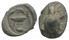 Roman PB Seal, c. 2nd-3rd century AD (19mm, 6.03g). Two dolphins(?). VF