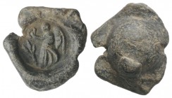 Roman PB Seal, c. 2nd-3rd century AD (20mm, 9.42g). Nike advancing l., holding wreath and palm. R/ Blank.