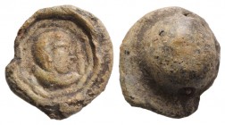 Roman PB Seal, c. 2nd-3rd century AD (16mm, 6.91g). Head of Antinous(?) r. R/ Blank. VF