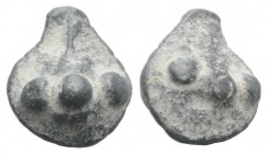 Medieval PB Tessera (17mm, 6.69g). Three pellets. R/ Three pellets. VF