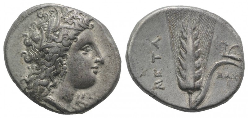 Southern Lucania, Metapontion, c. 325-275 BC. AR Stater (22mm, 7.77g, 6h). Head ...