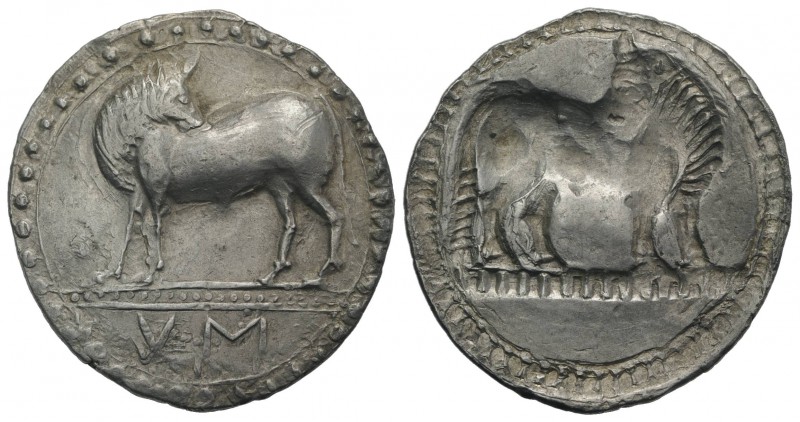 Southern Lucania, Sybaris, c. 550-510 BC. AR Stater (32mm, 8.13g, 12h). Bull sta...