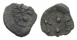 Sicily, Leontini, c. 466-460 BC. AR Hexas or Dionkion (6mm, 0.12g, 6h). Lion head r. R/ Two pellets (mark of value); L-E. SNG ANS 1345; HGC 2, 704. VF