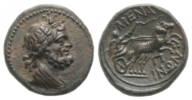 Sicily, Menaion, c. 200-150 BC. Æ Pentonkion (17mm, 3.59g, 12h). Laureate and dr...