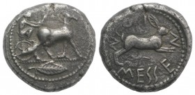 Sicily, Messana, 478-476 BC. AR Tetradrachm (25mm, 17.24g, 1h). Charioteer, holding kentron in l. hand and reins in both, driving slow biga of mules r...
