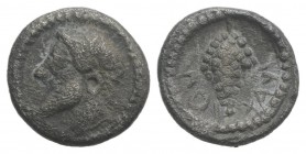 Sicily, Naxos, c. 530/20–510 BC. AR Litra (11mm, 1.00g, 11h). Archaic head of Dionysos l., wearing ivy wreath. R/ Grape bunch. Cahn 27; SNG ANS 513; H...