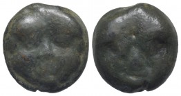 Sicily, Selinos, c. 450-440 BC. Cast Æ Trias (22mm, 16.13g, 12h). Gorgoneion. R/ Gorgoneion. CNS I, 2; SNG ANS –; HGC 2, 1231. Green patina, near VF...