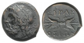 Sicily, Syracuse, c. 289-287 BC. Æ (20.5mm, 8.13g, 5h). Laureate head of Zeus Eleutherios l.; Δ behind. R/ Thunderbolt. CNS II, 148 Dl 1; SNG ANS -; H...