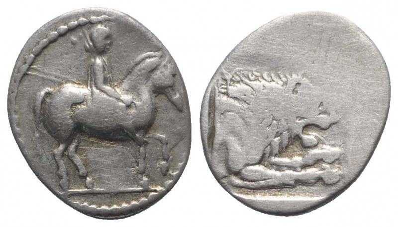Kings of Macedon, Perdikkas II (451-413 BC). AR Tetrobol (15mm, 2.11g, 6h). Ride...