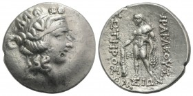 Islands of Thrace, Thasos, c. 90-75 BC. AR Tetradrachm (31mm, 16.82g, 12h). Wreathed head of young Dionysos r. R/ Herakles standing l., holding club a...
