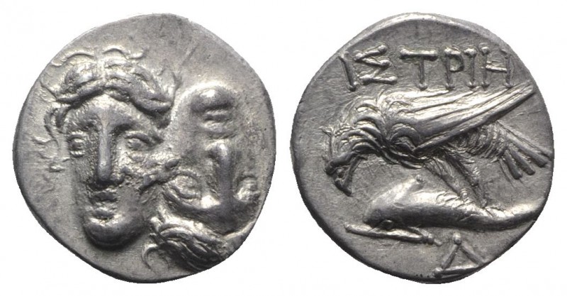 Moesia, Istros, c. 340/30-313 BC. AR Drachm (17mm, 3.45g). Facing male heads, th...