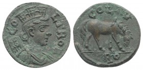 Troas, Alexandria. Pseudo-autonomous issue, c. mid 3rd century AD. Æ (21mm, 4.85g, 6h). Turreted and draped bust of Tyche r., with vexillum over shoul...