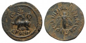 Ionia, Ephesos, c. 1st century AD. Æ Tessera (17.5mm, 4.07g, 1h). Stag kneeling l., head r. R/ Bee. SNG Copenhagen 355; SNG von Aulock 1875; BMC 186. ...