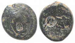 Seleukid Kings, Seleukos I (312-281 BC). Æ (20mm, 9.09g, 1h). Antioch ad Orontes, c. 285-280 BC. Head of Medusa r.; c/m: anchor. R/ Bull butting r.; c...