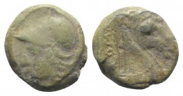 Anonymous, Rome, c. 260 BC. Æ (15mm, 5.52g, 2h). Helmeted head of Minerva l. R/ Head of bridled horse r. Crawford 17/1a; HNItaly 278; RBW 12. Green pa...