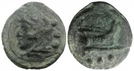 Anonymous, Rome, c. 225-217 BC. Cast Æ Quadrans (43mm, 68.25g, 12h). Head of Hercules l., wearing lion skin. R/ Prow of galley r. Vecchi ICC, 80; Craw...
