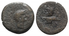 Mark Antony and Octavia (38-37 BC(?). Achaea, Fleet Coinage. Æ As (26mm, 8.00g, 3). M. Oppius Capito, propraetor and praefectus classis. Jugate heads ...