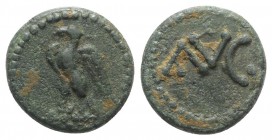 Augustus (27 BC-AD 14). Phoenicia, Berytus. Æ (14mm, 3.26g, 12h), c. 12 BC. Eagle standing l. on thunderbolt. R/ Large AVG. RPC I 4538; Rouvier 490. G...