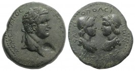 Domitian (81-96). Cilicia, Flaviopolis-Flavias. Æ (29mm, 14.99g, 12h). Dated CY 17 (89/90). Laureate head of Domitian r.; c/m: bust r.(?) R/ Draped bu...