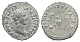Nerva (96-98). AR Denarius (18.5mm, 2.88g, 6h). Rome, AD 97. Laureate head r. R/ Simpulum, sprinkler, ewer, and lituus. RIC II 24; RSC 48. Toned, Good...