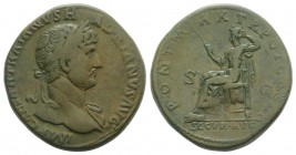 Hadrian (117-138). Æ Sestertius (34.5mm, 24.45g, 6h). Rome, 119-122. Laureate bust r., with slight drapery. R/ Securitas seated l., holding sceptre an...