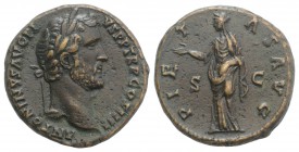 Antoninus Pius (138-161). Æ As (27mm, 12.67g, 3h). Rome, AD 147. Laureate head r. R/ Pietas standing facing, head l., extending r. hand, l. hand at si...