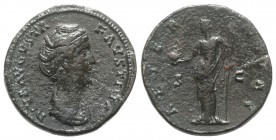 Diva Faustina Senior (died 140/1). Æ Sestertius (31mm, 25.92g, 6h). Rome, c. 146-161. Draped bust r. R/ Aeternitas standing l., holding globe and bill...