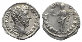 Marcus Aurelius (161-180). AR Denarius (18mm, 3.29g, 12h). Rome, 168-9. Laureate head r. R/ Liberalitas standing l., holding abacus and cornucopiae. R...