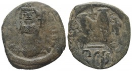 Heraclius (610-641). Æ 40 Nummi (32mm, 15.44g, 6h). Syracuse, 615/6-627/8. Crowned and draped facing bust; monogram to r. R/ SCLS below bar. MIB Km 4;...