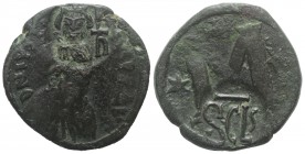 Heraclius (610-641). Æ 40 Nummi (32mm, 15.76g, 6h). Syracuse, 615/6-627/8. Crowned and draped facing bust; monogram to r. R/ SCLS below bar. MIB Km 4;...