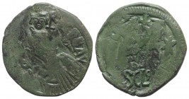 Heraclius (610-641). Æ 40 Nummi (35mm, 13.98g, 6h). Syracuse, 615/6-627/8. Crowned and draped facing bust; monogram to r. R/ SCLS below bar. MIB Km 4;...