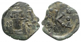Constans II (641-668). Æ 20 Nummi (21mm, 2.05g, 12). Syracuse, year 4 (660/1). Half length figures of Constans and Constantine, crowned and draped; Co...