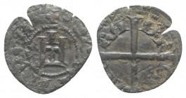 Kaffa, Genoese colony, c. 15th century. Æ Fals (14.5mm, 0.57g). Castle. R/ Cross. Schlumberger pl. XVIII, 2. Near VF