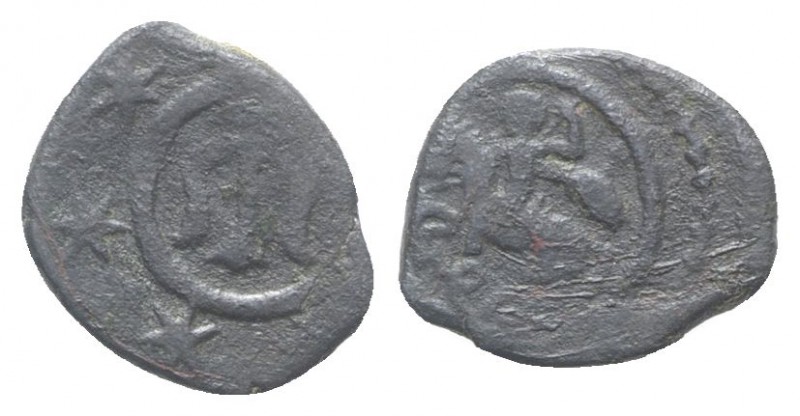 Kaffa, Genoese colony, c. 15th century. Æ Follaro (13mm, 0.96g, 11h). Tamgha; st...