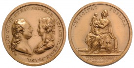 France, Louis XVI and Marie-Antoinette (1774-1793). Æ Medal 1781 (42mm, 38.99g, 12h). Birth of Dauphin by Pierre-Simon-Benjamin Duvivier. LUD XVI FR E...