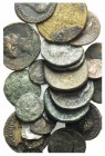 Lot of 24 mixed Æ and BI coins, including 3 Greek, 1 Roman Republican, 19 Roman Imperial, 1 Medieval. Lot sold as is, no return
