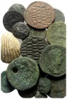 Mixed lot of 20 Æ Greek, Roman and Byzantine coins, including a Lead Shell Weight, to be catalog. Lot sold as is, no return