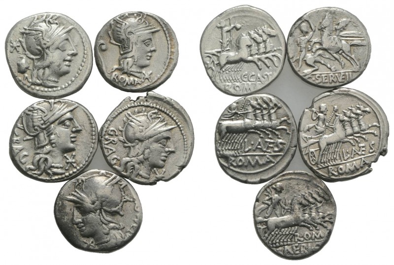 Lot of 5 Roman Republican AR Denarii, to be catalog. Lot sold as is, no return