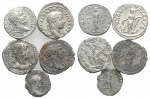 Lot of 5 Roman Imperial AR coins (4 Denarii, 1 Quinarius), including Trajan, Hadrian, Septimius Severus and Severus Alexander, to be catalog. Lot sold...