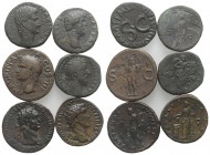 Lot of 6 Roman Imperial Æ coins (Asses-Dupondii), including Augustus, Agrippa, Domitian, Antoninus Pius, Aelius and Marcus Aurelius, to be catalog. Lo...