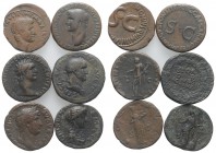 Lot of 6 Roman Imperial Æ Asses, including Augustus, Germanicus, Galba, Domitian, Hadrian and Crispina, to be catalog. Lot sold as is, no return