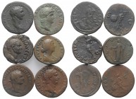 Lot of 6 Roman Imperial Æ coins (Asses-Dupondii), including Nero, Vespasian, Domitian, Trajan and Faustina Junior, to be catalog. Lot sold as is, no r...