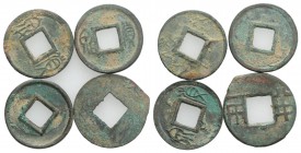 China, lot of 4 Æ coins, including Western Han dynasty, to be catalog. Lot sold as is, no return