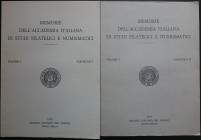 Memorie dell'Accademia Italiana di Studi Filatelici e Numismatici Volume I, Fascicoli I-II. Reggio Emilia, 1978. Brossura editoriale, 61+67pp., foto B...