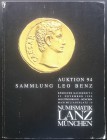 Lanz Numismatik. Auktion 94, Sammlung Leo Benz. München, 22 Novembre 1999. Rӧmische Kaiserzeit I. 96pp., 694 lotti, 40 tavole B/N, 15 tavole a colori....