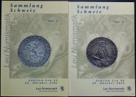 Leu Numismatik. Samlung Schweiz, Teil 1, Teil 3. Zurigo 23 Ottobre 2001, 20 Ottobre 2003. Brossura editoriale, 765 + 961 lotti, foto B/N, tavole a col...